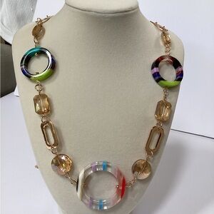 Fashion Jewelry Multicolor and Gold Tone Long Necklace, NWT